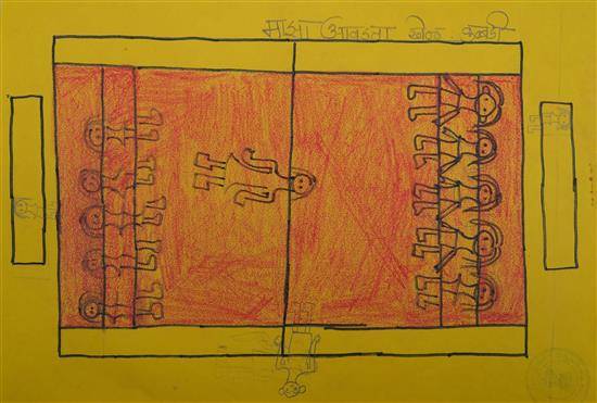 Painting by Sawanti Ghamewad - My favorite game - Kabaddi