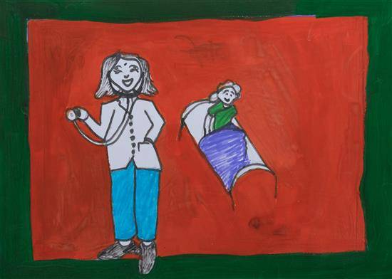 Painting by Nandini Kosariya - Doctor and Patient