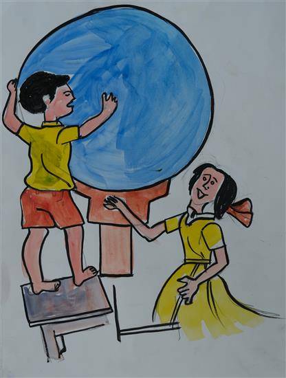 Painting by Ravi Kovashi - Save Earth