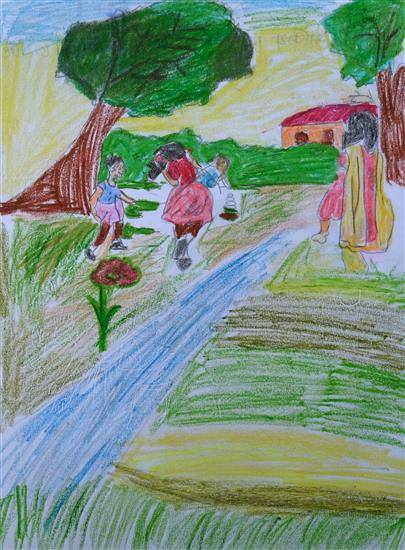 Painting by Rekha Toppo - Girl photographer