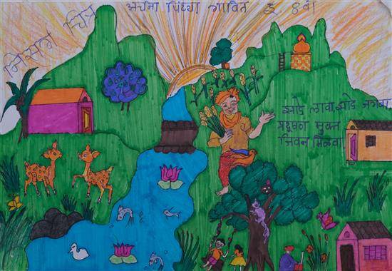 Painting by Archana Gavit - Plant trees, Save trees