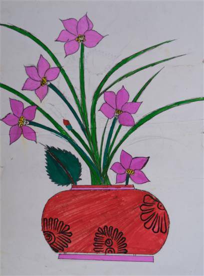 Painting by Pramil Sabale - Flower Pot