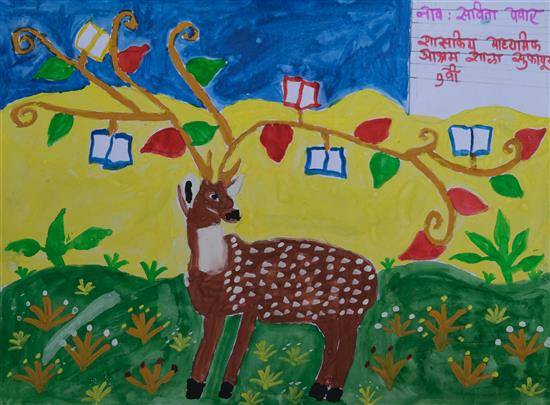 Painting by Savita Pawar - Stag