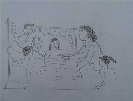 Painting by Jyoti Jambekar - Patient & Hospital