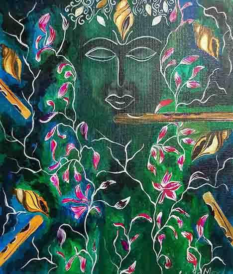 Painting by Susmita Mondal - Shri Krishna s wild lifestyle
