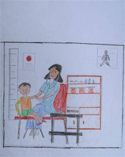 Painting by Vaishali Dahikar - Doctor and Patient - 1
