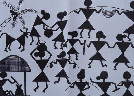 Painting by Uma Jamunkar - Women in Tribes