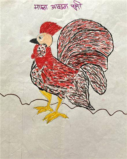 Painting by Omkar Bhosale - My favorite Bird - Cock