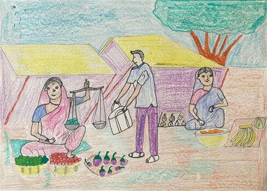 Painting by Anjana Pawara - Greengrocers