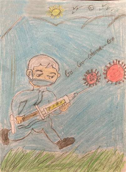 Painting by Kundan Ahire - Corona Vaccination