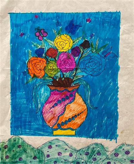 Painting by Deepika Gavali - Flower Pot - 6