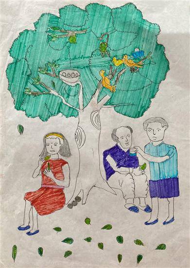 Painting by Roshani Chaure - Raw Mango eaters