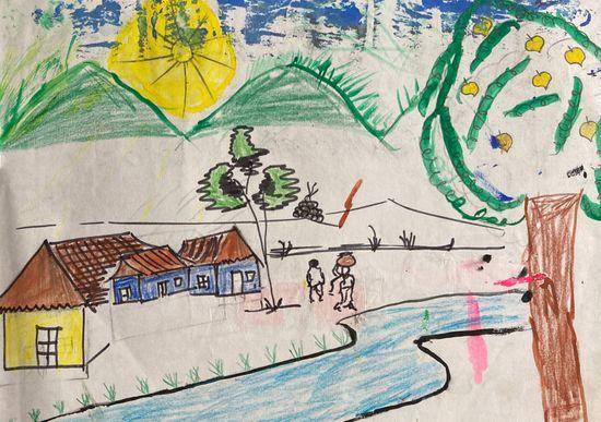 Painting by Tushar Bhangare - Village life - 3