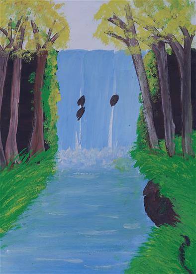 Painting by Samir Rakhad - Waterfall area