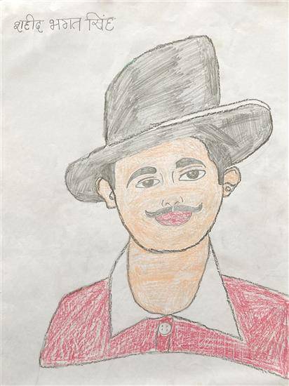 Painting by Akshay Poyam - Shaheed Bhagat Singh