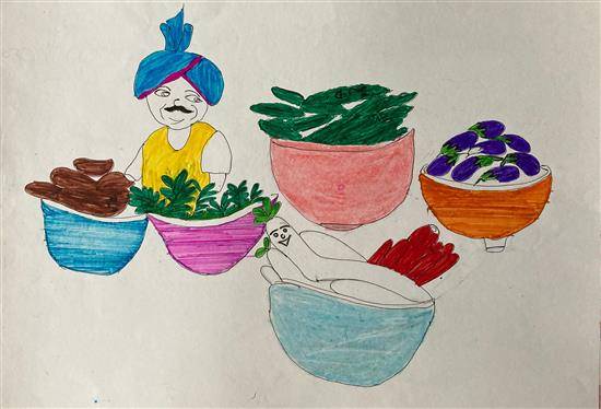 Painting by Sanjani Athave - Fresh Vegetables