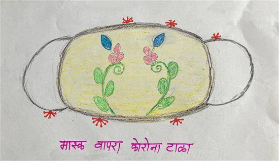 Painting by Chakuli Pawar - Use mask to prevents Corona