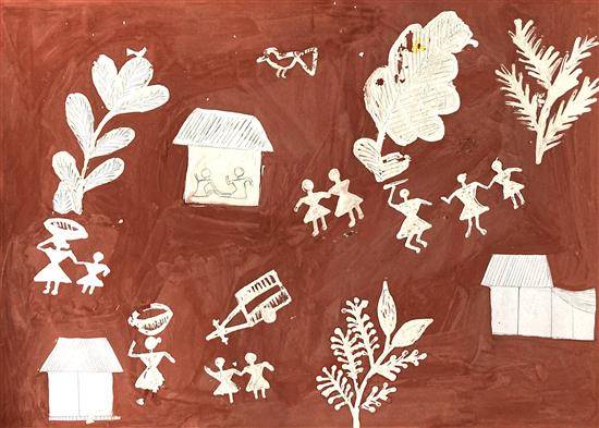 Painting by Sunanda Bedhekar - Warli Painting - 7