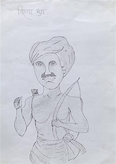 Painting by Jitu Vangad - Tribal freedom fighter - Birsa Munda