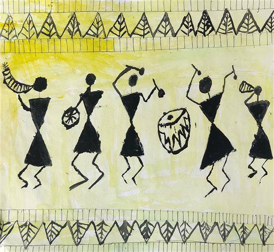 Painting by Deepika Lahare - Warli Band