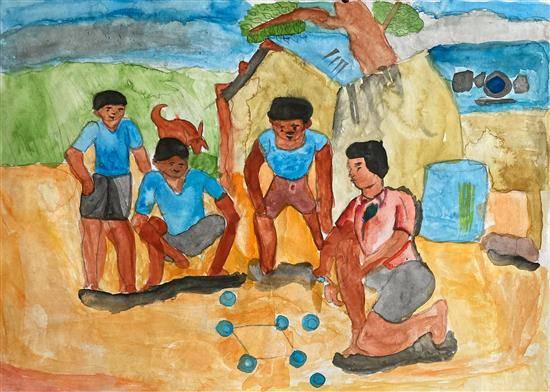 Painting by Ashok Dahawad - Marble stones