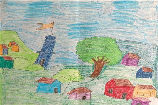 Painting by Kaushalya Mahale - Blue Scenery