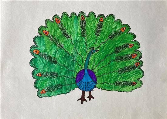 Painting by Ganesh Dive - Dancing Peacock