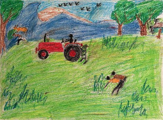 Painting by Gaurav Khane - Green farm