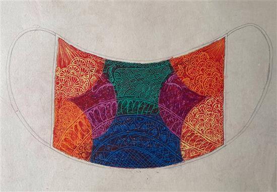 Painting by Chitra Avali - Colorful mask