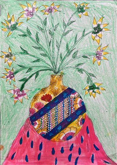 Painting by Jayashree Dobade - Beautiful Flower Pot