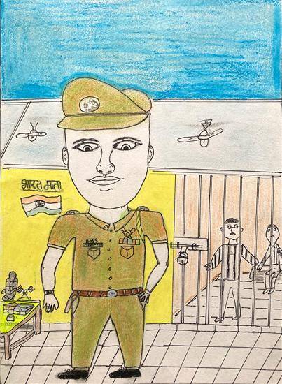 Painting by Mahesh Lilake - Police Inspector