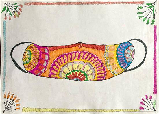 Painting by Roshani Zole - Beautiful designer mask