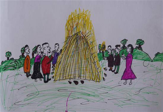 Painting by Lakhan Paradhi - Celebration of Holika dahan