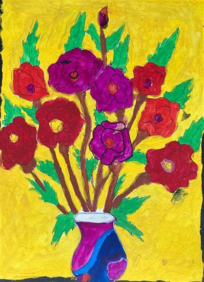 Painting by Sarika Mahale - Beautiful flowerpot