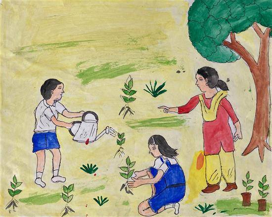 Painting by Hemlata Malghare - Plantation activity