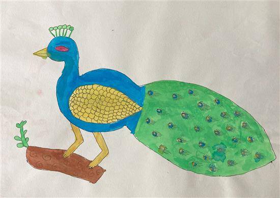 Painting by Pratiksha Gavit - Our National Bird