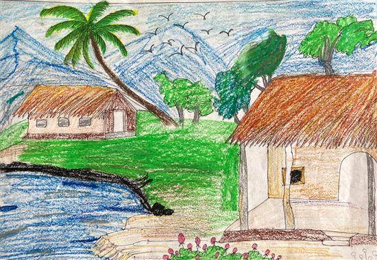 Painting by Disha Adga - My Village - 17