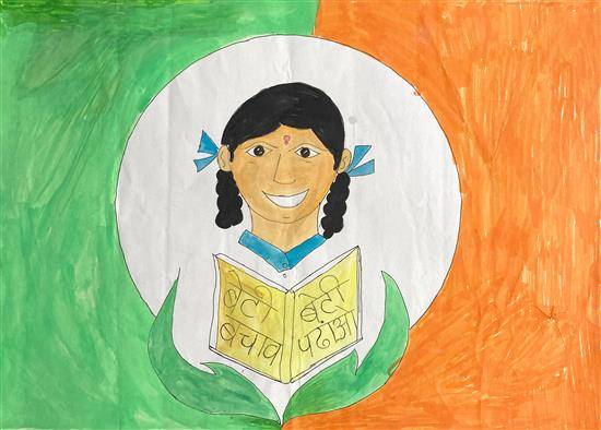 Painting by Sarika Kakad - Save girls. Educate girls