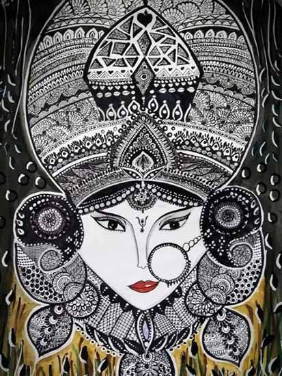 Painting by Kangna Garg - Devi Mandala