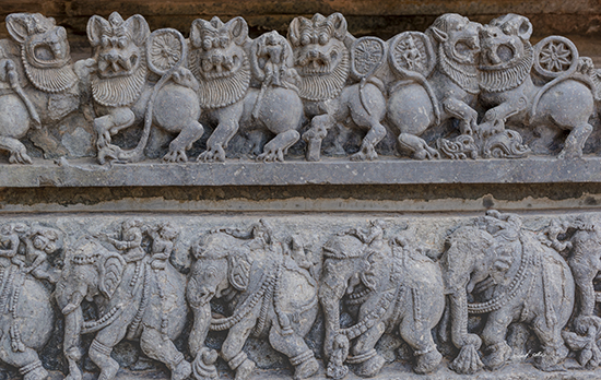 Photograph by Milind Sathe - Stone carved panel at Halebidu