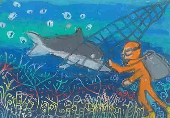 Painting by Anamira Rahman - Protect the shark