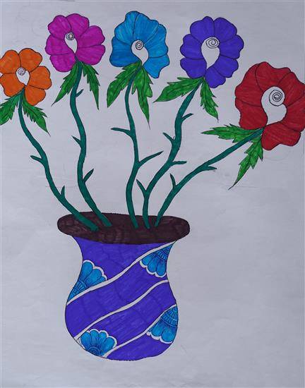 Painting by Sarita Pigala - Colorful flowers