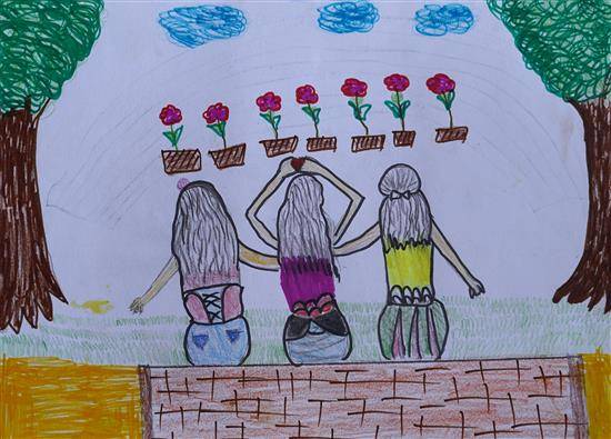 Painting by Shreesha Kulsange - Friends forever