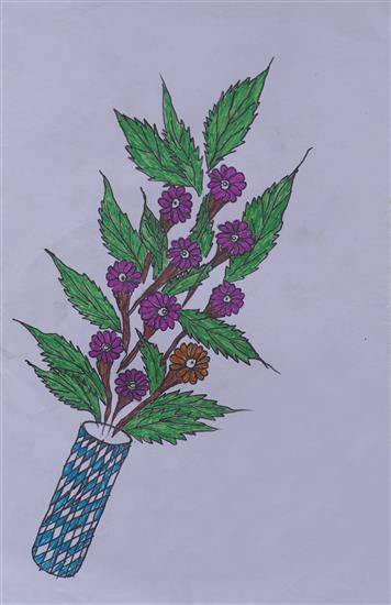 Painting by Sharmila Vasave - Pink flowers bouquet