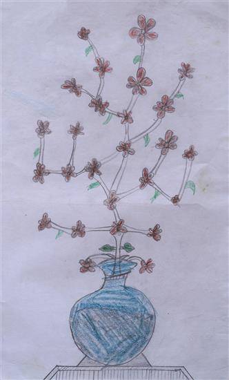 Painting by Munna Pawara - Flowers in pot