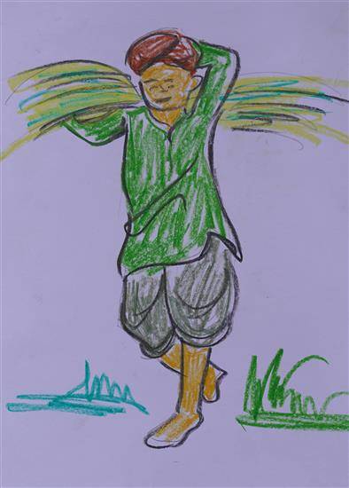 Painting by Shreedevi Hedo - Grass bunch carrier