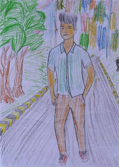 Painting by Ashwini Navadi - Young boy