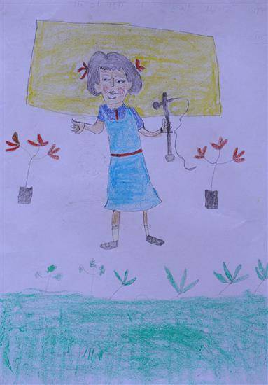 Painting by Nitesh Hedo - Little Singer