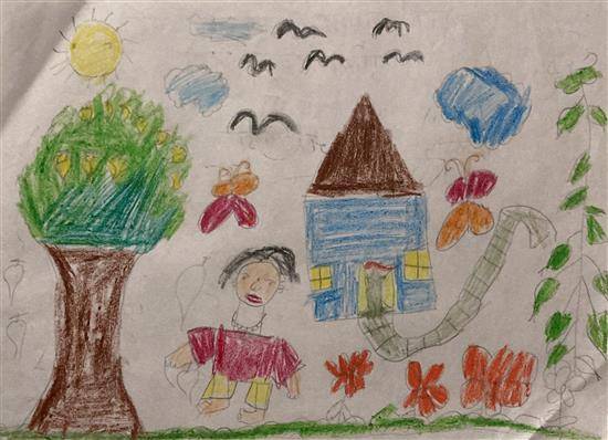 Painting by Sunita Gavade - Girl at home premises