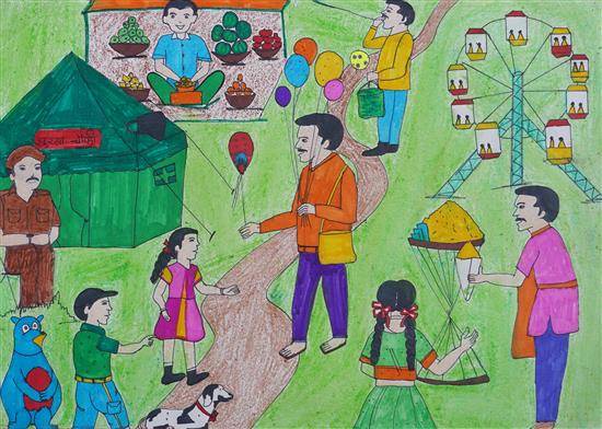 Painting by Puja Dalavi - Fun at fair